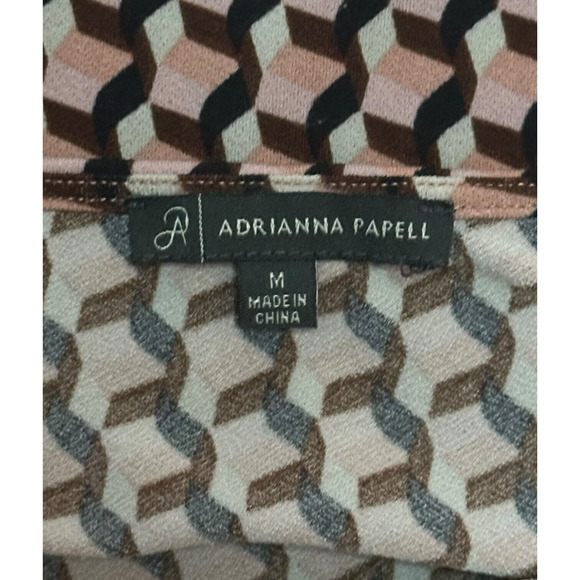 ADRIANNA PAPELL Square Neck Blouse Relaxed Top Pink Geometric Work Career Office - Picture 6 of 9